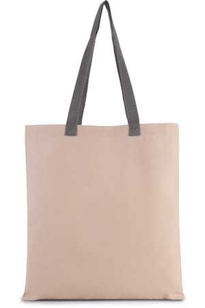 Flache Shoppingtasche aus Tuch mit kontrastfarbenem Griff