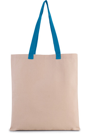 Flache Shoppingtasche aus Tuch mit kontrastfarbenem Griff