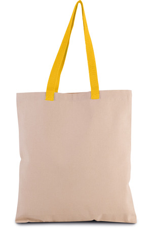 Flache Shoppingtasche aus Tuch mit kontrastfarbenem Griff