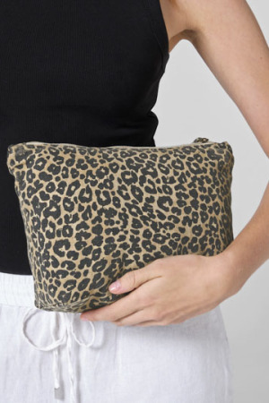 Leopard Print Canvas Accessory Bag